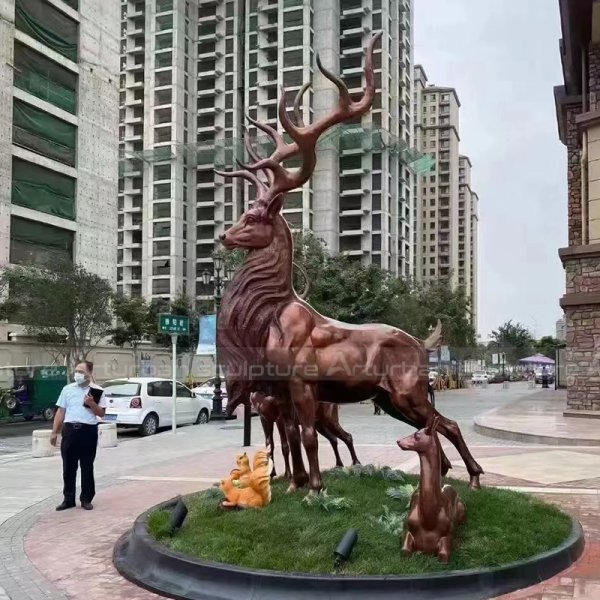bronze stag garden sculpture