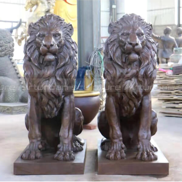 front door lion statues
