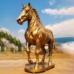 estátua de cavalo em bronze vintage
