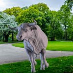 estátua de vaca de cobre