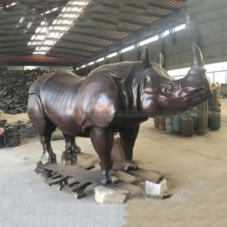 Sculpture de rhinocéros en bronze