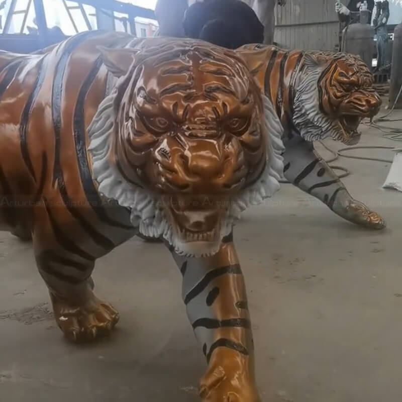 Close-up of two Giant Tiger Statues with fierce expressions(2)