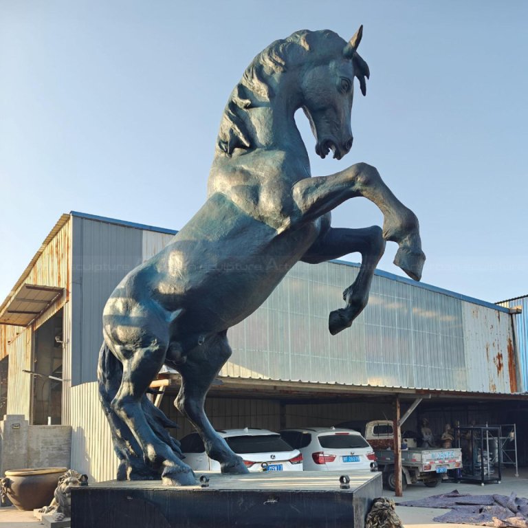 Copper Horse Sculpture in a rearing pose