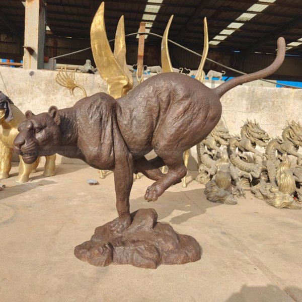 Life Size running Jaguar bronze Statue