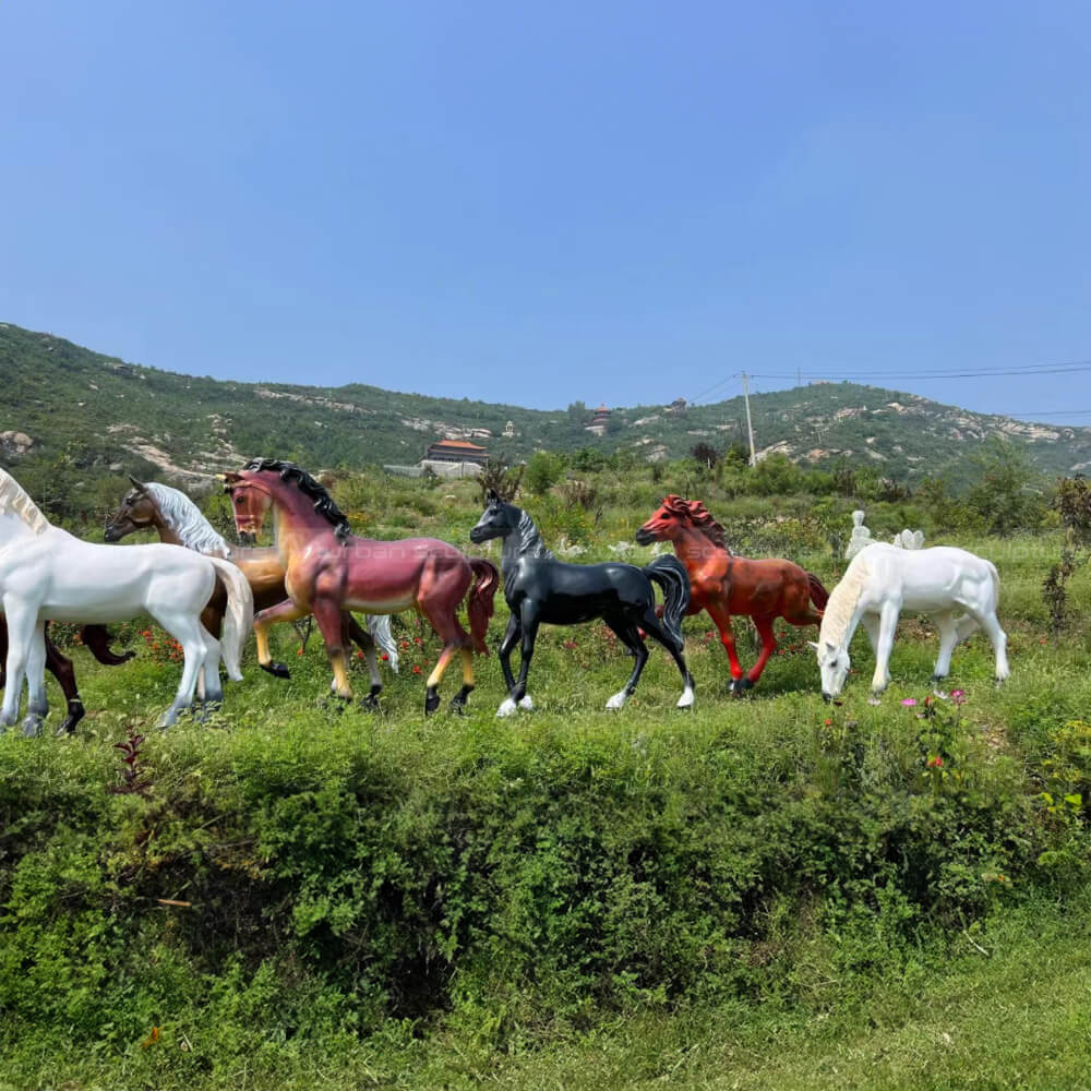 a group of realistic horse statue