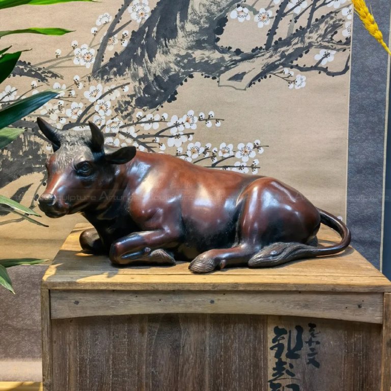 bronze lying cattle home decoration