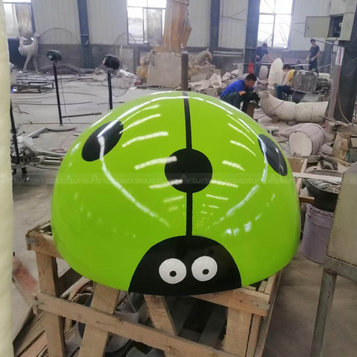 fiberglass green ladybug lawn decoration