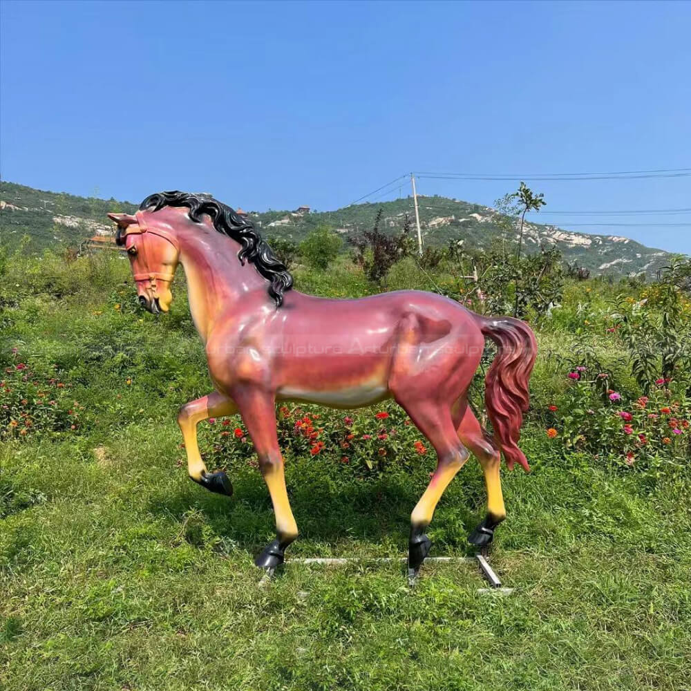 realistic horse statue with one leg up