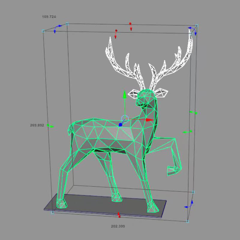 3D Modeling Diagram of geometric deer statue