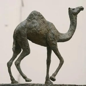 Bronze dromedary Camel walking Figurine