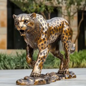 Cheetah Statue Large in a walking pose with detailed fur texture and spots