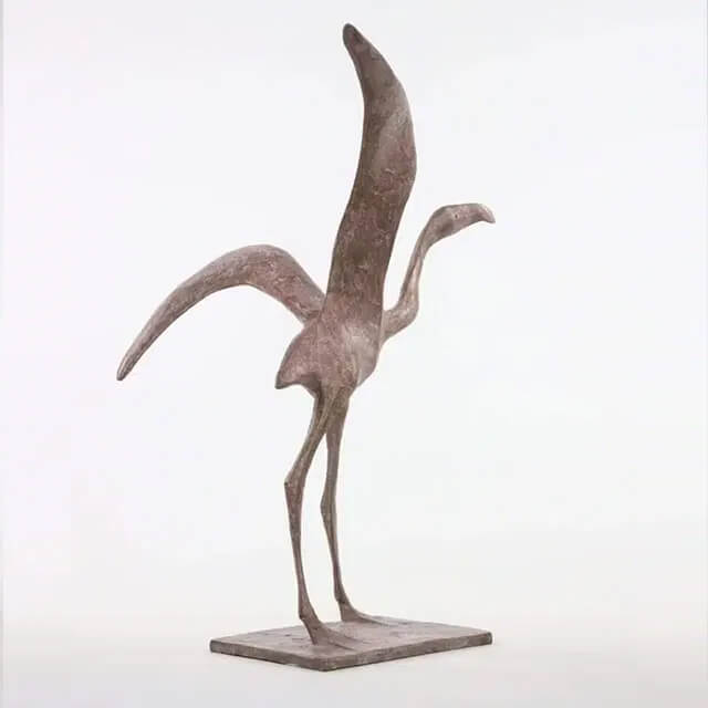 Contemporary abstract flamingo Bird Figurine by Pierre Yermia