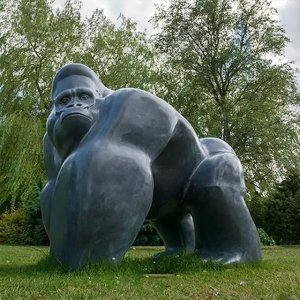 Extra Large siver Gorilla bronze Statue outdoor