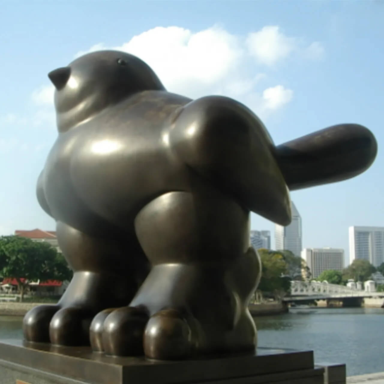Fat Bird Statue featuring exaggerated and round proportions