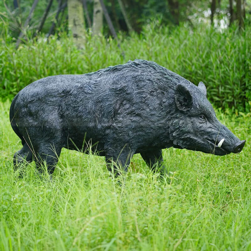 Feral Hog Sculpture showing a wild boar with coarse fur