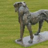 Labrador Retriever bronze Garden Statue holding a bird in its mouth
