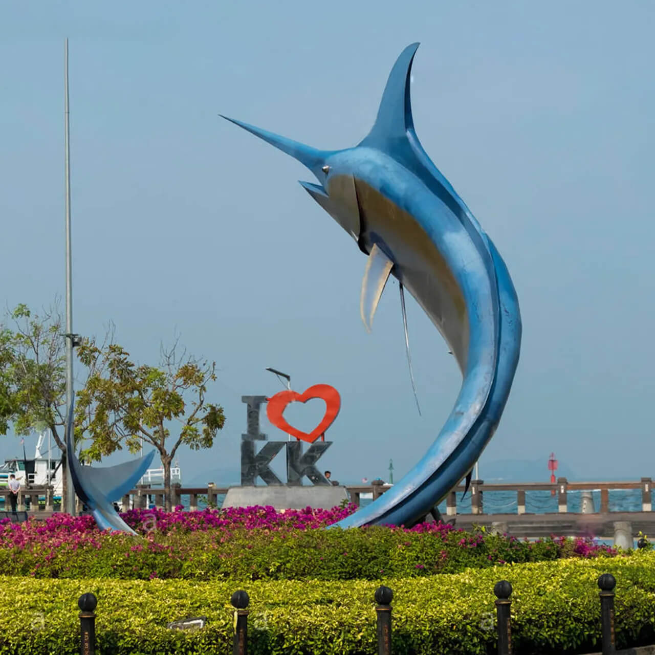 Swordfish Statue in a dynamic leaping pose