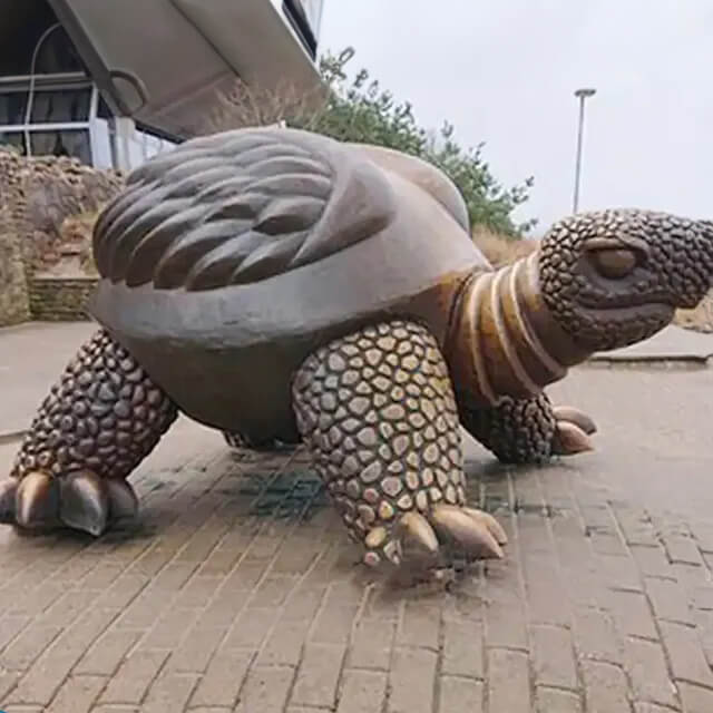 bronze Giant Turtle Lawn Ornament by J. Bārda featuring Rough and irregular texture