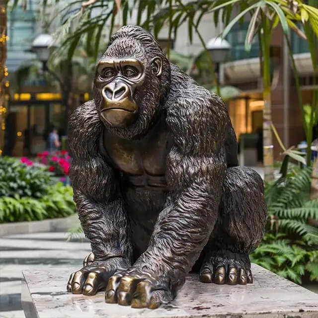 bronze Giant sitting Gorilla Garden Ornament