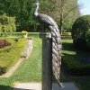 bronze Peacock Yard Ornament with copper patina