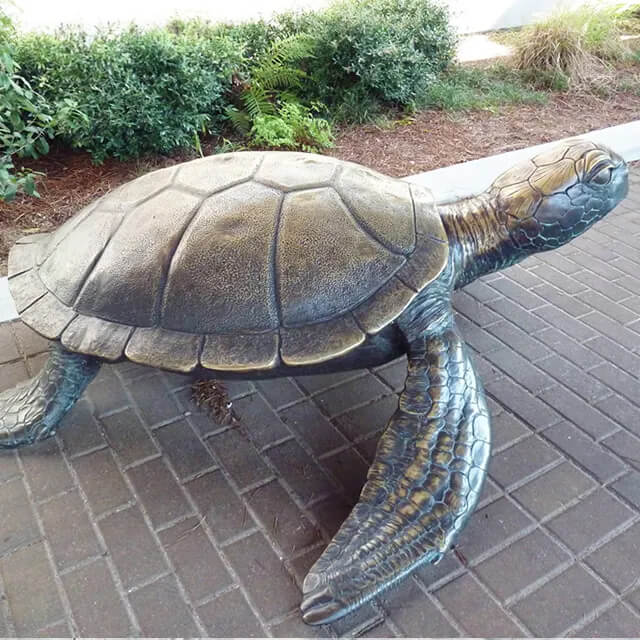 bronze Sea Turtle Garden Statue showing its realistic textured flippers and turtle shell