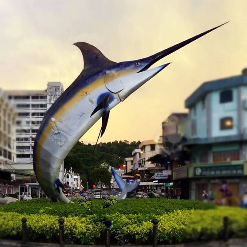 bronze Swordfish Statue in leaping posture