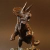 front view of bronze Triceratops Sculpture in a battle-ready stance,