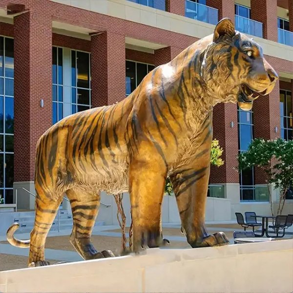 realistic Large Tiger standing bronze Statue Outdoor