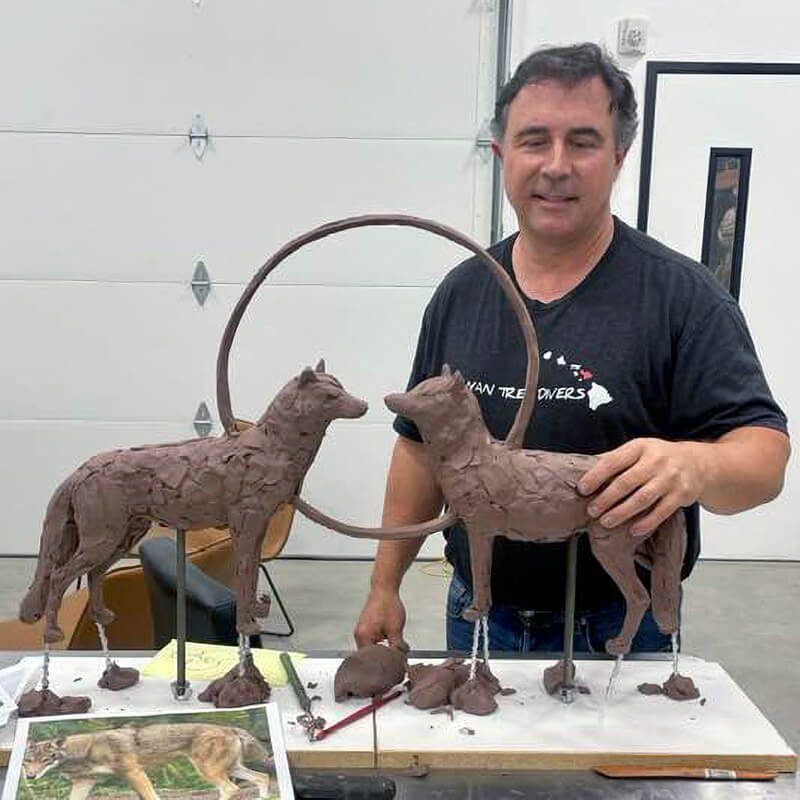 Rip Caswell sculpting in studio