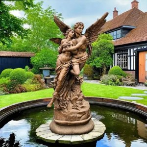 Bronze Cupid and Psyche Statue capturing the emotional expressions