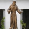 Bronze St Francis Assisi Garden Statue with a bird in his hand
