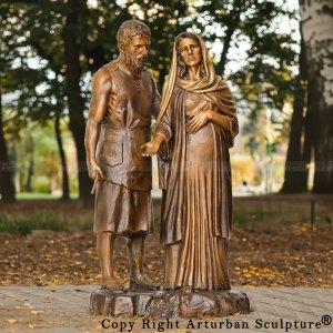 Bronze pregnant Mary and Joseph standing Statue