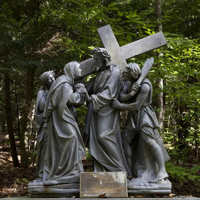 Outdoor Way of the Cross Statue featuring Jesus meeting a group of sorrowful women during his walk to Calvary