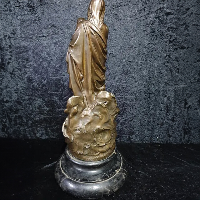 Rear view of a Madonna and Child Sculpture in bronze