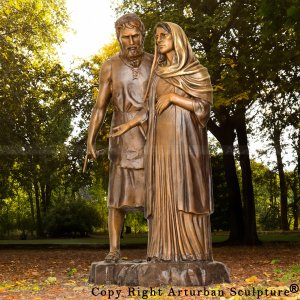 bronze pregnant Mother Mary and Joseph life size Statue