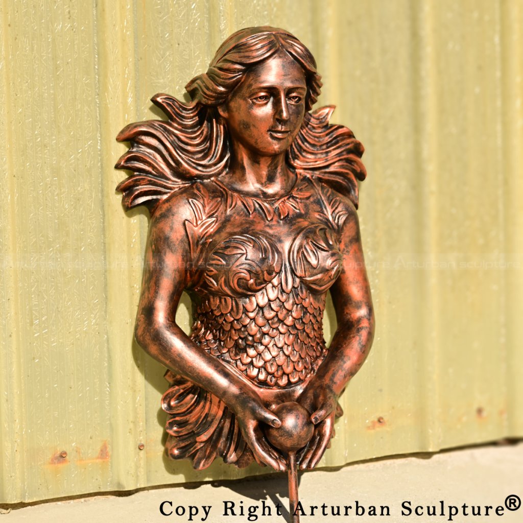 Mermaid Bronze wall fountain with ornamental design