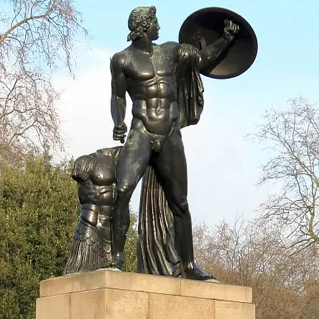 Achilles Bronze Statue, highlighting the detailed armor