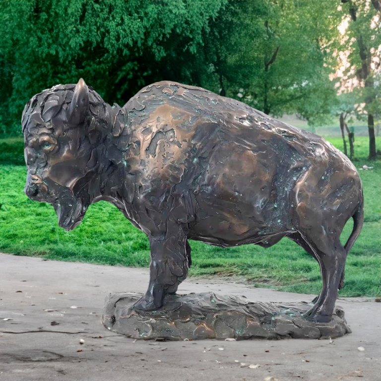 American Bison Statue featuring a bronze sculpture of a powerful bison