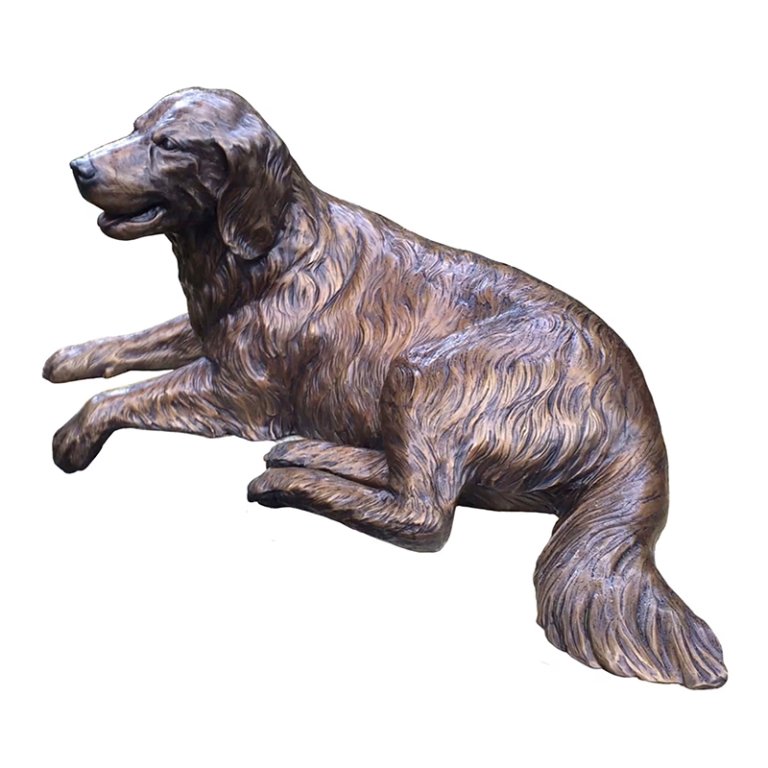 Statua in bronzo di golden retriever per giardino
