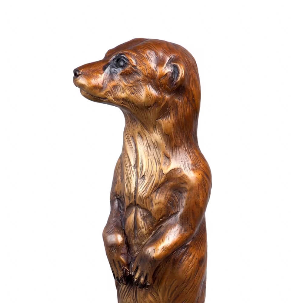 Close-up of Meerkat Lawn Ornaments showing lifelike facial features and fur texture