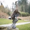 Outdoor Blue Heron Bronze Sculptures featuring a standing and resting heron