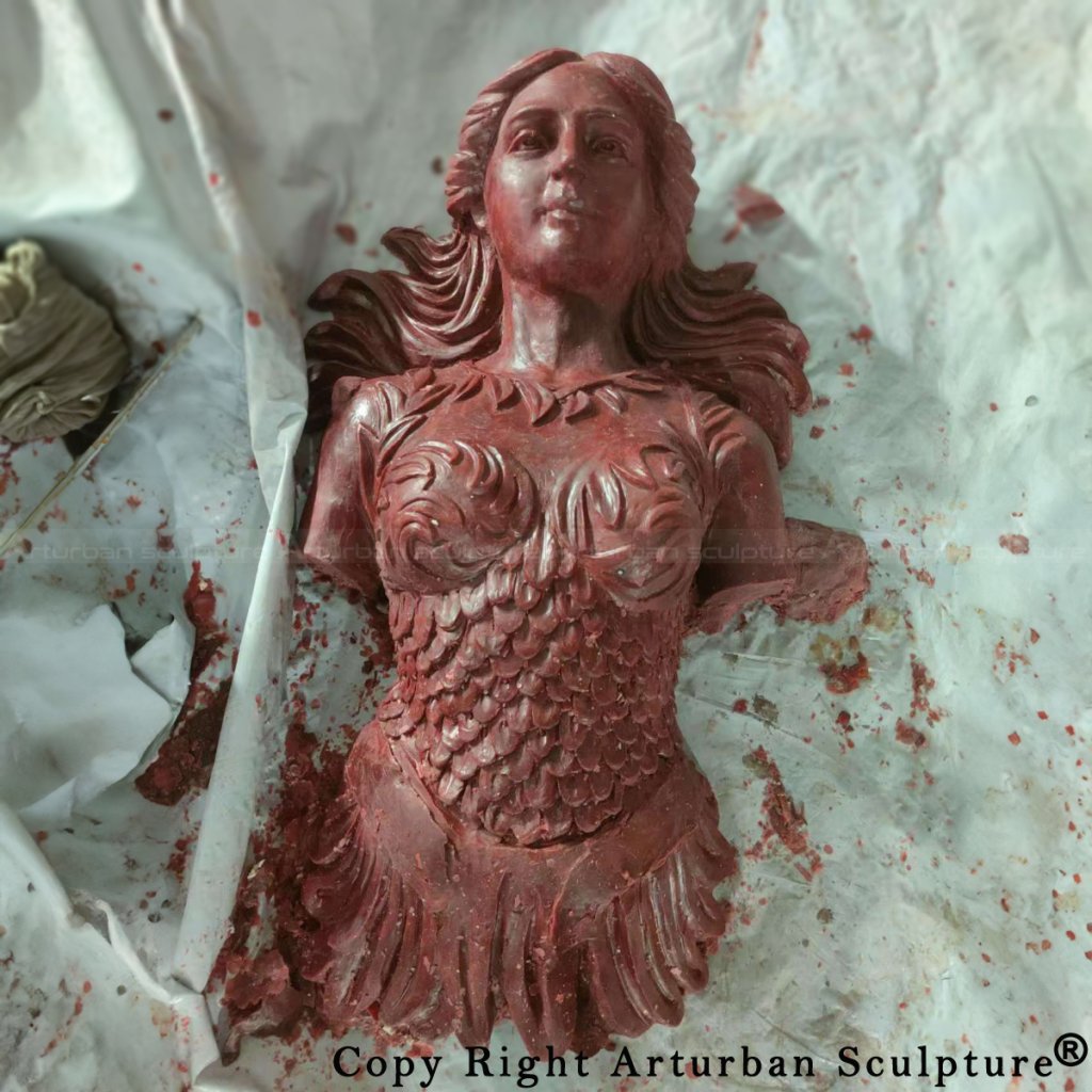 Wax mold of Mermaid Bronze wall fountain sculpture
