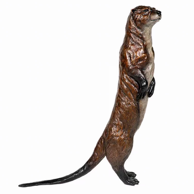bronze Otter Lawn Ornament of a standing river otter