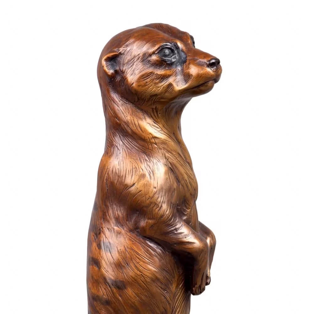 close-up of Bronze Meerkat Lawn Ornament