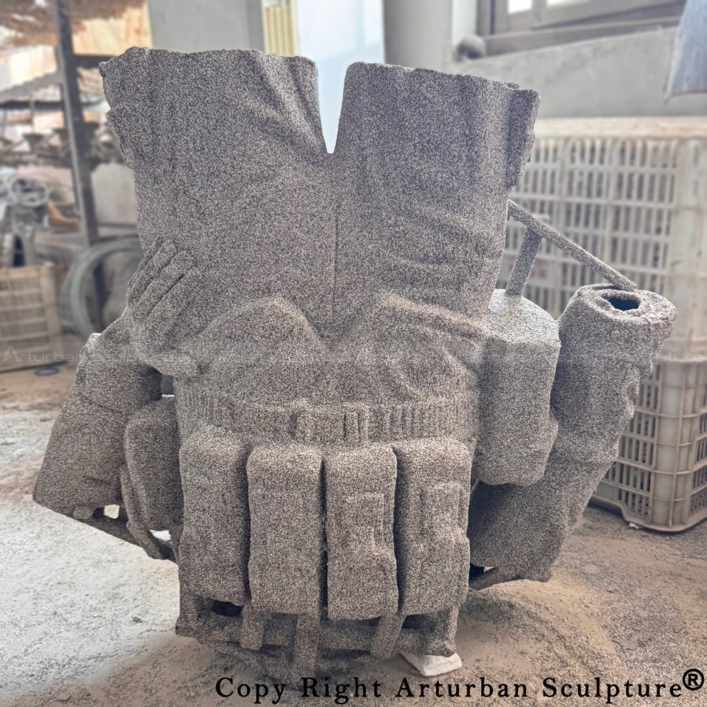 6-Back view of ceramic shell mold for Female Soldier Statue body