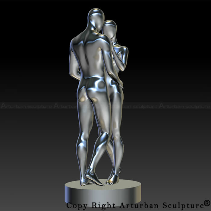 Couple embracing statue in 3D design view