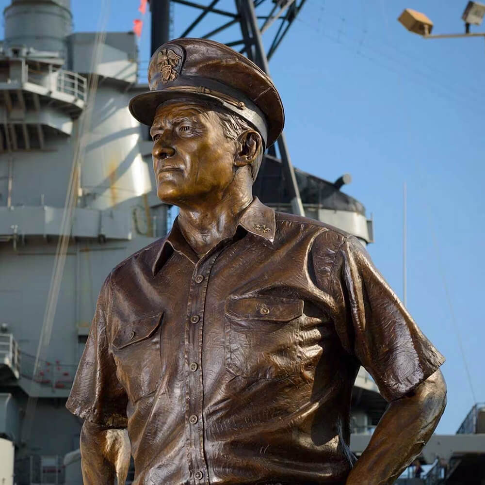 Close-up of Admiral Nimitz Statue in bronze