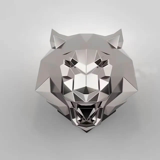 wall-mounted stainless steel Tiger Head Bust with open mouth