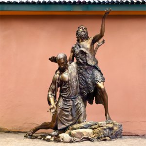 Full bronze Baptism Statue of Jesus and John the Baptist in lifelike
