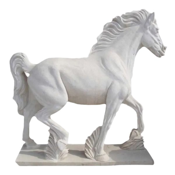 Graceful Horse Marble Statue in walking pose